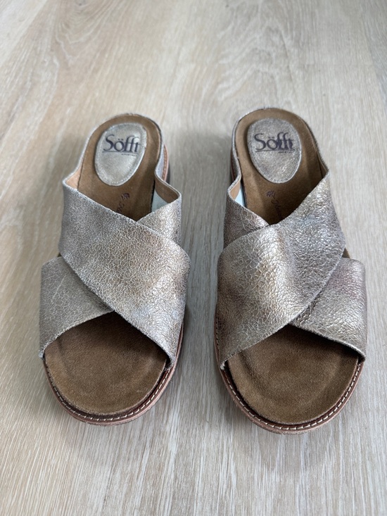 Sofft Shoes - Sofft Metallic Champagne Crisscross Slide Mules